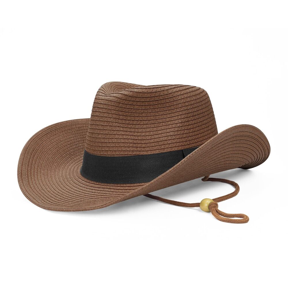 3901 Straw Cowboy Hat Western Cowgirl Hats with Shapeable Wide Brim